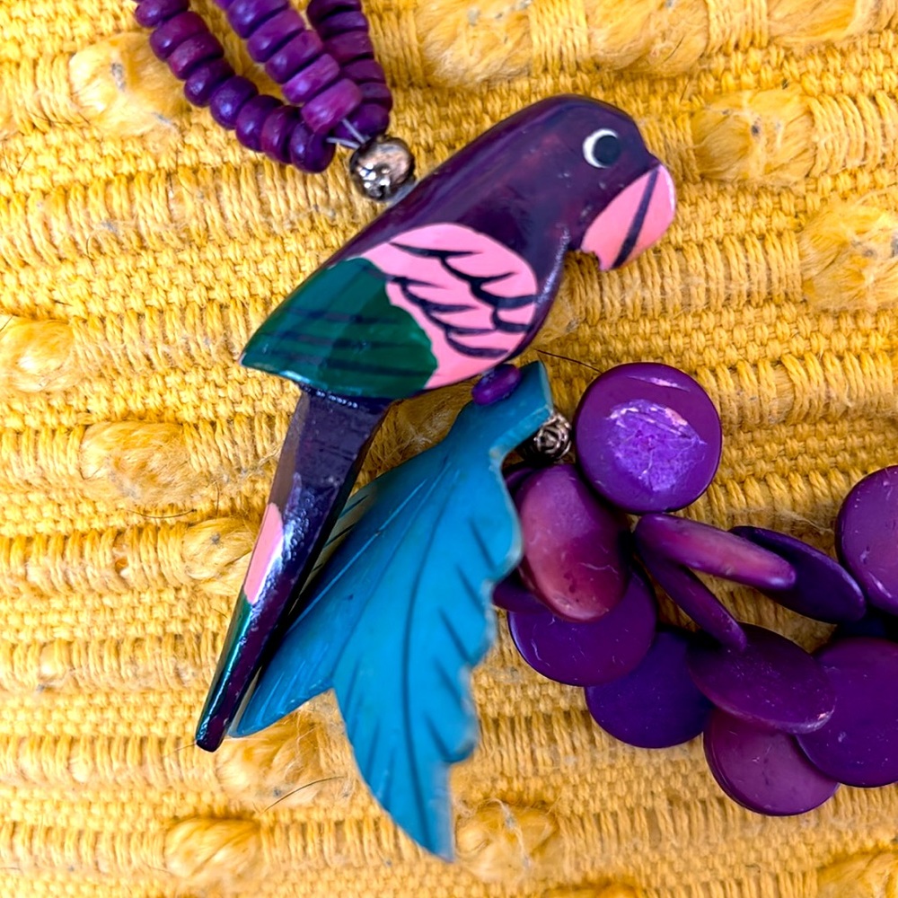🦜💜 Vintage Purple Parrot Necklace